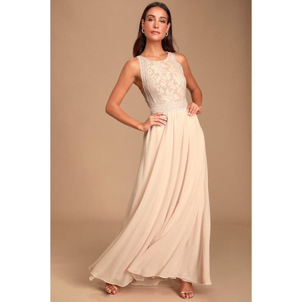 Lulus Forever And Always Blush Pink Lace Maxi Dress - Size M